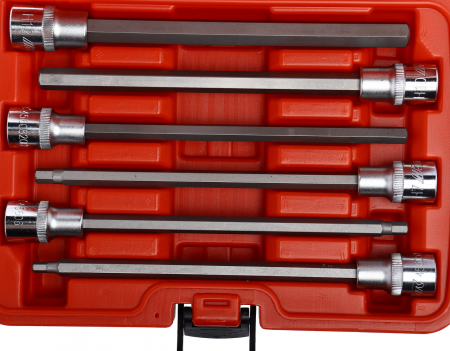 JTC Набор головок торцевых и насадок 1/2" 6-ти гранных H5-H12 удлиненные 6 предметов в кейсе JTC