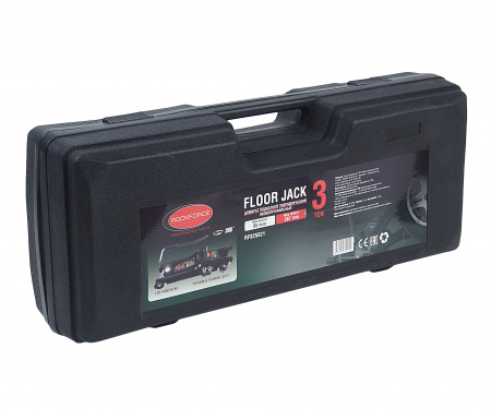 Домкрат гидравлический RF-825021C подкатной 3т, низкопрофильный с воротком и LEDподсветкой (h min85мм,h max387мм) в кейсе ROCKFORCE /1