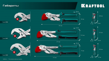 KRAFTOOL VISE-WRENCH X, 250 мм, клещи переставные-гаечный ключ (22067)