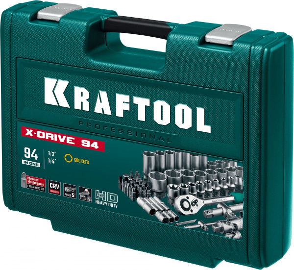 KRAFTOOL X-Drive 94, 94 предм., (1/2″+1/4″), универсальный набор инструмента (27883-H95) KRAFTOOL X-Drive 94, 94 предм., (1/2″+1/4″), универсальный набор инструмента (27883-H95)