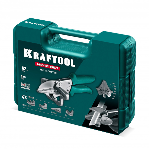 KRAFTOOL MC-12, для различных профилей из пластика и резины, с набором сменных губок, угловые ножницы (23372-12)