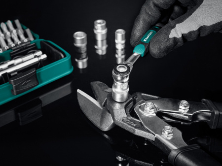 KRAFTOOL X-Drive 35, 35 предм., универсальный набор инструмента 1/4″ (27974)