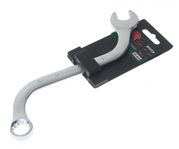 Ключ рожково-накидной 16мм RF-76116A S-образный на пластиковом держателе ROCKFORCE /1/10