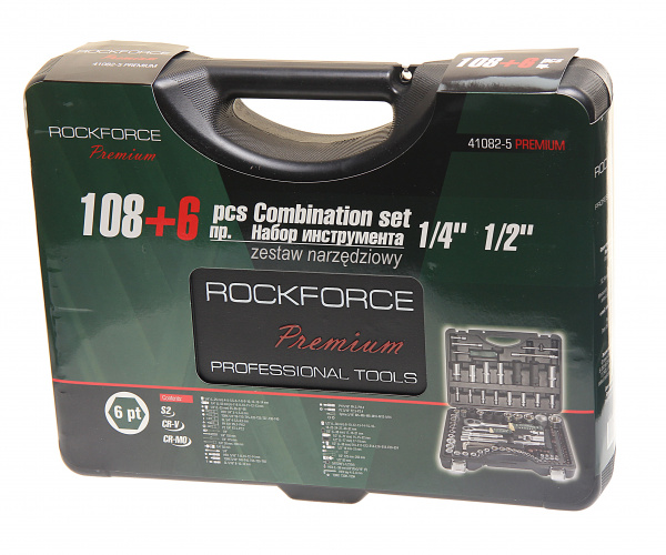 Набор торцевых головок и вставок RF-41082-5-PREMIUM: 1/2" & 1/4"DR 6-гранных 108пр.+ 6пр. ROCKFORCE /1/3 Набор торцевых головок и вставок RF-41082-5-PREMIUM: 1/2" & 1/4"DR 6-гранных 108пр.+ 6пр. ROCKFORCE /1/3