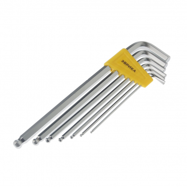 Набор ключей шестигранных ER-25107XLB:Г-образных экстра длинных с шаром 2.5-10мм 7пр. ЭВРИКА /1/12/60 Набор ключей шестигранных ER-25107XLB:Г-образных экстра длинных с шаром 2.5-10мм 7пр. ЭВРИКА /1/12/60