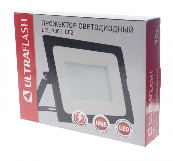 Прожектор UF-FL7001 LED SMD BLACK 70W 6500K 180х150мм 220V ULTRA FLASH /1/20