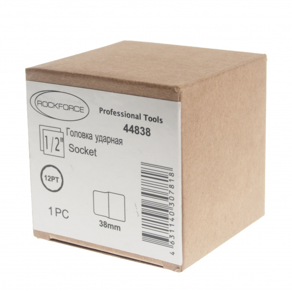 Головка торцевая 38мм 1/2" 12-гранная ударная L=60мм ROCKFORCE   RF-44838 /1/10 Головка торцевая 38мм 1/2" 12-гранная ударная L=60мм ROCKFORCE   RF-44838 /1/10
