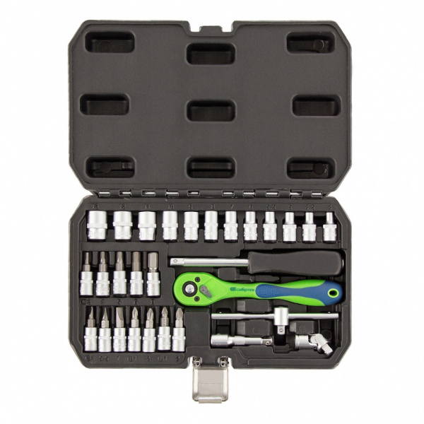 Набор инструментов 29 предметов, CrV, 1/4" Сибртех Набор инструментов 29 предметов, CrV, 1/4" Сибртех
