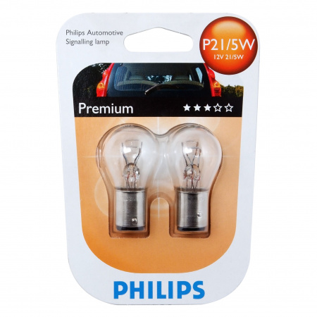 Автолампа P21/5W (BAY15d) (блистер, 2шт) 12V PHILIPS /1/10