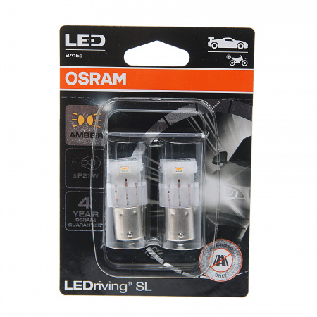Автолампа P21W (BA15s) LED (блистер, 2шт) YELLOW 12V OSRAM /10