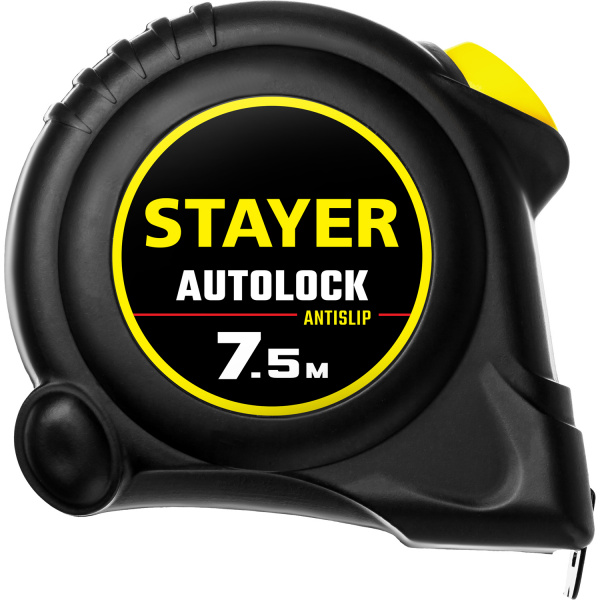 STAYER AutoLock, 7.5 м х 25 мм, рулетка с автостопом (2-34126-07-25)
