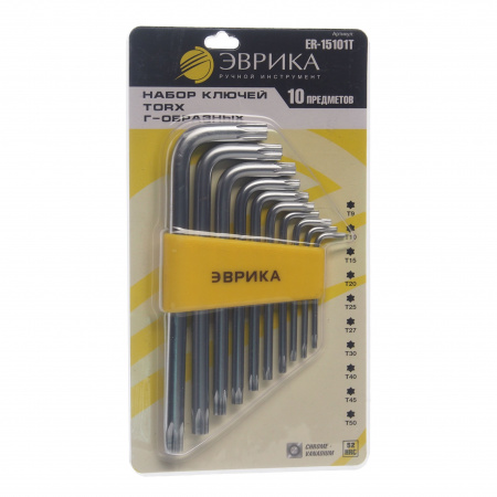 Набор ключей TORX ER-15101T: Г-образных T9-T50 10пр. ЭВРИКА /1/12/72