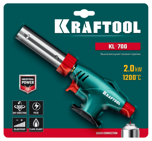 KRAFTOOL KL-700 с пьезоподжигом, увеличенная мощность, газовая горелка на баллон (55516) KRAFTOOL KL-700 с пьезоподжигом, увеличенная мощность, газовая горелка на баллон (55516)