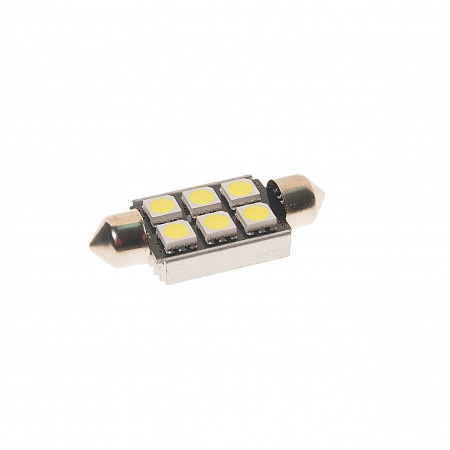 Автолампа C5W (SV8,5) 6 SMD 5050 WHITE 6000K 39мм 120лм  24V MEGAPOWER /10 /100