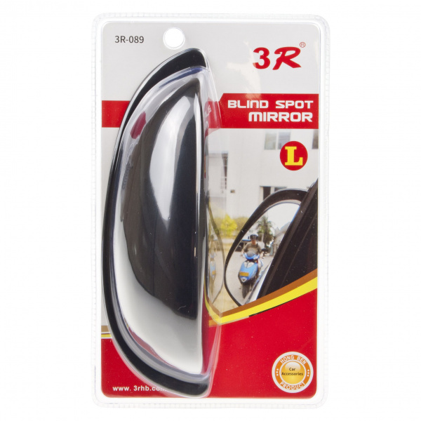 Зеркало дополнительное 3R-089 мертвой зоны на боковую стойку 183х57мм. черное (скотч) 3R /1/40