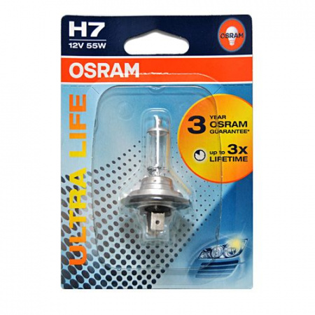 Автолампа H7 (55) PX26d ULTRA LIFE (блистер) 12V OSRAM /1/10