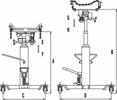 JTC Стойка трансмиссионная гидравлическая 0.8т телескопическая JTC