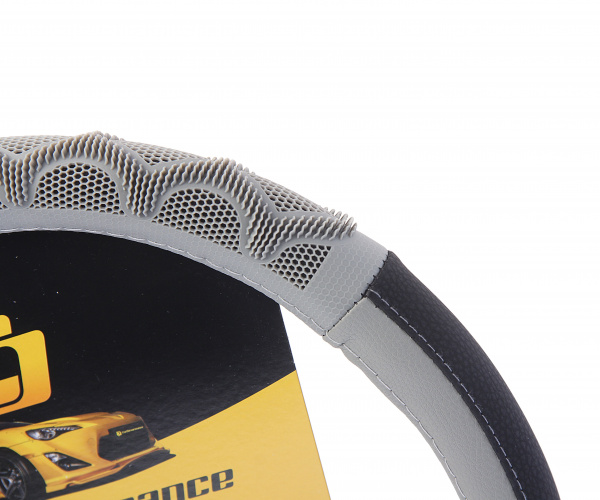 Оплетка руля CP-2041 BLACK/GREY (M) "CAR PERFORMANCE" экокожа AUTOPROFI 1/25