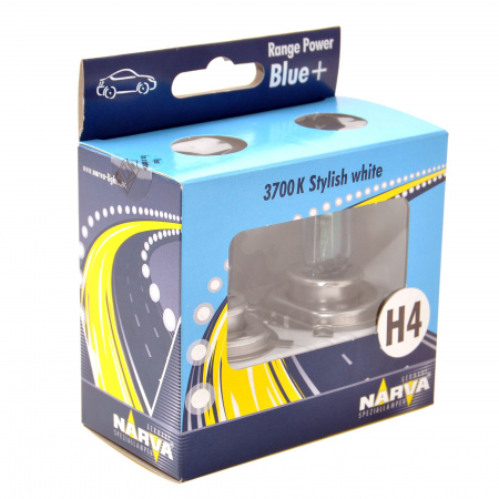 Автолампа H4 (60/55) P43t-38+50% RANGE POWER BLUE (2шт) 12V NARVA /1/10
