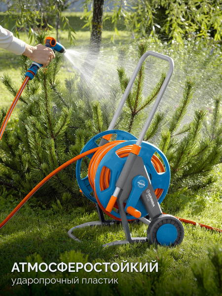 GRINDA HC-45, для шлангов 45м x 1/2″ и 20м х 3/4″, усиленные колёса, телескопическая ручка, катушка для шлангов ProLine (8-428425)