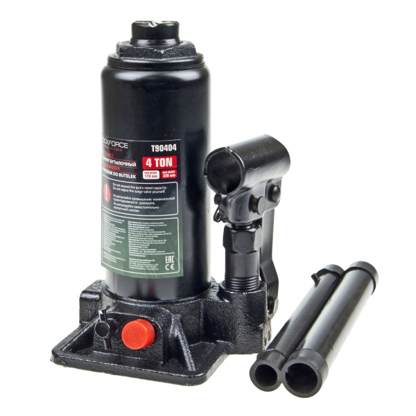 Домкрат гидравлический RF-T90404(DS) бутылочный с клапаном 4т (выс.подъема 178-338мм) ROCKFORCE /1/10