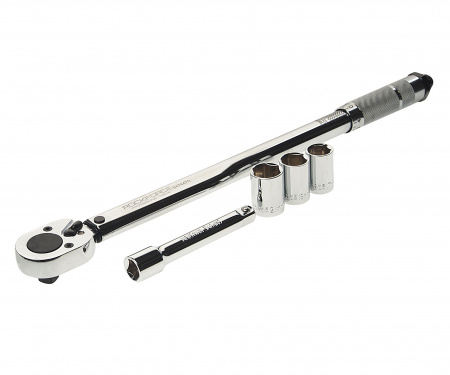 Ключ динамометрический RF-6474470A: 1/2 DR (40-210Nm) щелчкового типа в наборе с головками и удлинителем ROCKFORCE /1/8