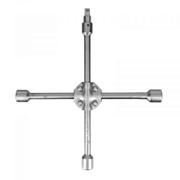 Ключ-крест баллонный, 17 х 19 х 21 х 22 мм, под квадрат 1/2, усиленный, с переходником на 1/2 Stels