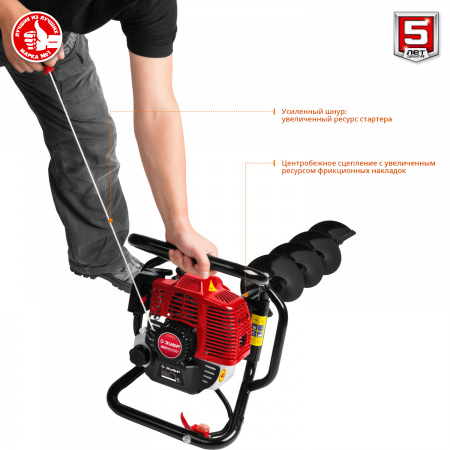 ЗУБР d 60 - 200 мм, 52 см3, 1 оператор, шнек в комплекте, мотобур (бензобур) (МБ1-200 Н)