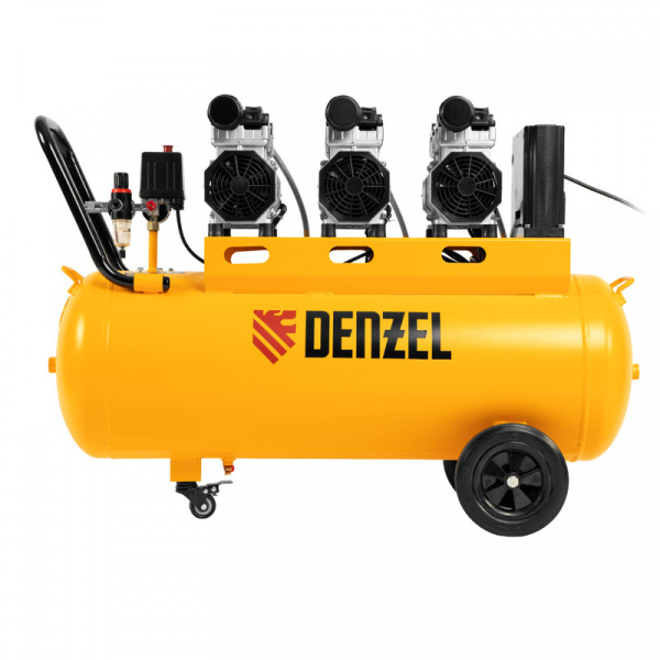 Компрессор безмасляный, малошумный  DLS 2250/100, 2250 Вт, 3x750, 100 л, 410 л/мин блок управления/ Denzel Компрессор безмасляный, малошумный  DLS 2250/100, 2250 Вт, 3x750, 100 л, 410 л/мин блок управления/ Denzel