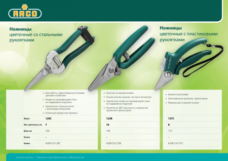 RACO 129C, 190 мм, с рукоятками из закалённой стали, специальные ножницы (4208-53/129C)