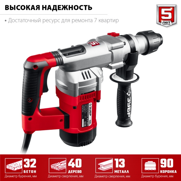 ЗУБР 32 мм, 1500 Вт, перфоратор SDS Plus, АВТ (ПВ-32-1500 ЭВ) ЗУБР 32 мм, 1500 Вт, перфоратор SDS Plus, АВТ (ПВ-32-1500 ЭВ)