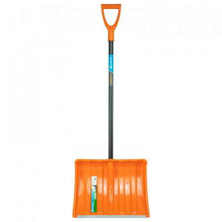 Лопата для уборки снега пластиковая, 490х370х1350 мм, стальной черенок, усиленная// Сибртех