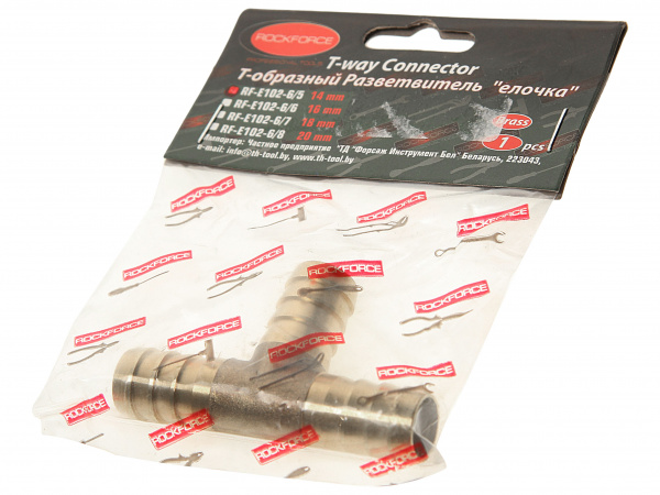 Разветвитель RF-E102-6/5 T-образный "елочка" 14мм ROCKFORCE /1