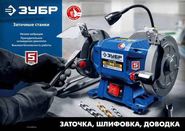 ЗУБР d 150, 300 Вт, заточной станок, Профессионал (ПСТ-150)