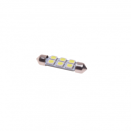 Автолампа C10W (SV8,5) 6 SMD 5050 WHITE 6000K 41мм 120лм   12V MEGAPOWER /10 /100