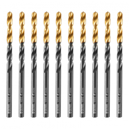 Сверло по металлу, 4 мм, HSS-Tin, Golden Tip, 10 шт. Denzel