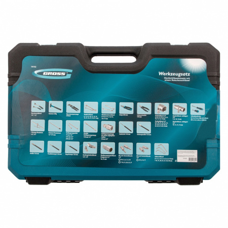 Набор инструментов, 1/4", 1/2", CrV, 120 зубьев, 115 предметов Gross Набор инструментов, 1/4", 1/2", CrV, 120 зубьев, 115 предметов Gross