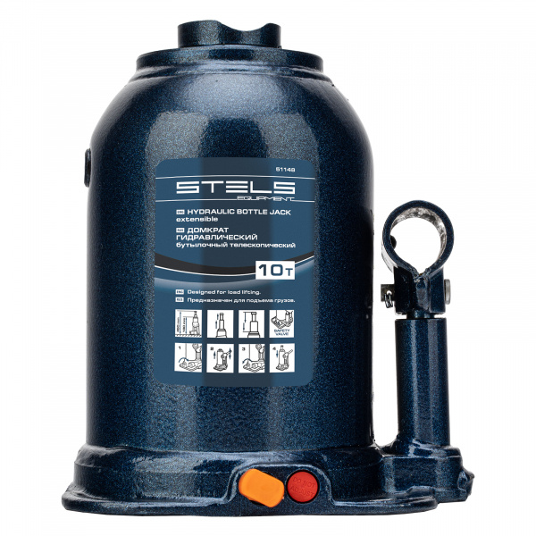 Домкрат гидравлический бутылочный телескопический, 10 т, подъем 180-450 мм Stels