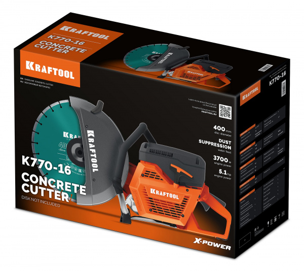KRAFTOOL 3700 Вт, 400 мм, без диска, бензорез по бетону (бетонорез) (K770-16) KRAFTOOL 3700 Вт, 400 мм, без диска, бензорез по бетону (бетонорез) (K770-16)