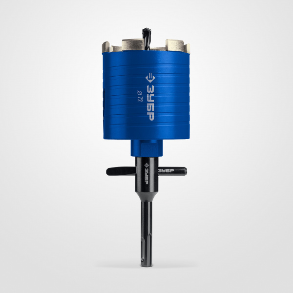 ЗУБР АСК d 72 мм (М16, рабочая глубина 75 мм, лазерная сварка), алмазная сегментная коронка для подрозетников, Профессионал (29875-72)