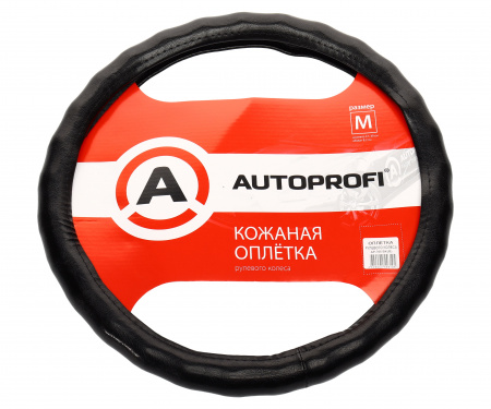 Оплетка руля AP-765 BLACK (M) натуральная кожа AUTOPROFI 1/25