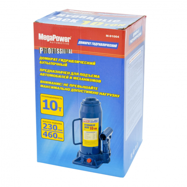 Домкрат гидравлический M-91004 бутылочный 10т (выс.подъема 230-460мм) с клапаном MEGAPOWER /1/4