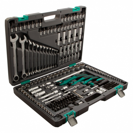 Набор инструментов, 1/4", 3/8", 1/2", Cr-V, S2, усиленный кейс, 216 предметов Stels Набор инструментов, 1/4", 3/8", 1/2", Cr-V, S2, усиленный кейс, 216 предметов Stels