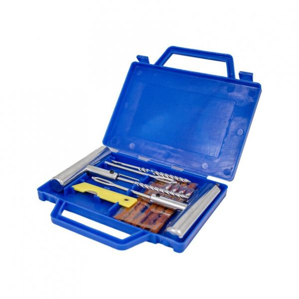 Набор для ремонта бескамерных шин (жгутовик,рашпиль,5 жгутов, клей,нож,4 золотника) кейс НОРМ /1