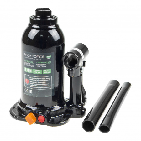 Домкрат гидравлический RF-TF0402EURO бутылочный с двумя штоками и клапаном 4т (выс.подъема 170-410мм) ROCKFORCE /1/4