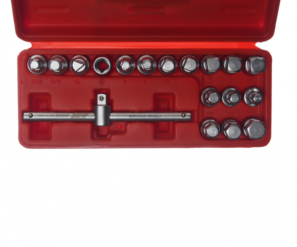 JTC Набор головок для отворачивания масляных пробок 18 предметов JTC JTC Набор головок для отворачивания масляных пробок 18 предметов JTC