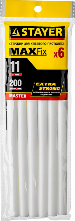 STAYER White, белые, 11 х 200 мм, 6 шт, клеевые стержни, Professional (2-06821-W-S06)