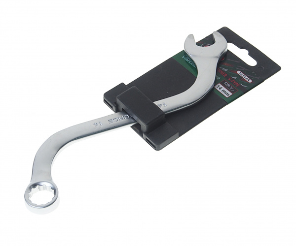 Ключ рожково-накидной 14мм RF-76114A S-образный на пластиковом держателе ROCKFORCE /1/10