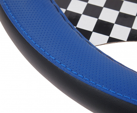 Оплетка руля MIS-LT06A (M) BLACK/BLUE кожа MISTAR /1/25