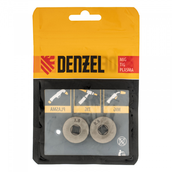 Подающий ролик, V профиль под стальную проволоку 0,8-1мм, посадка квадрат, 2 шт Denzel Подающий ролик, V профиль под стальную проволоку 0,8-1мм, посадка квадрат, 2 шт Denzel